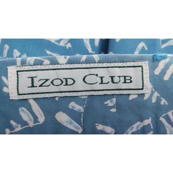 IZOD Club Vintage Golf Shorts Ladies Size 12 Blue Patterned Cotton Pleated Front - Picture 2 of 5